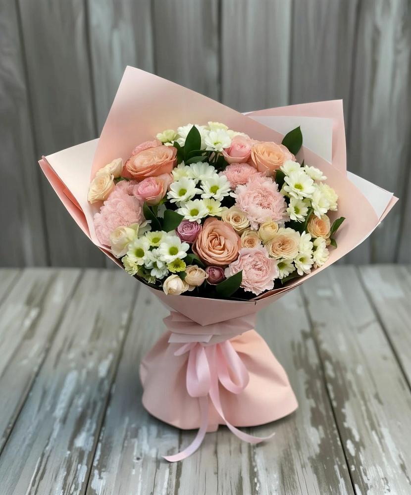 Букет цветов из: Гвоздики, Розы и Хризантемы в Икше