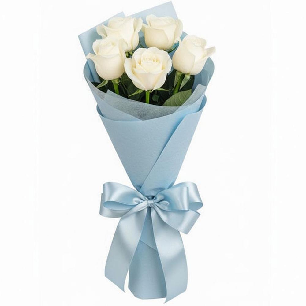 Букет 5 Белых роз Проуд в Икше