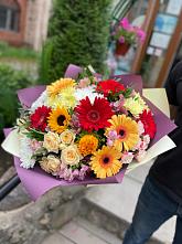 Букет цветов из:  Герберы, Ромашки, Хризантемы, Розы и Подсолнухи #REPLACE_PRED# Икше