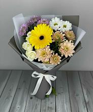 Букет цветов из:  Розы, Герберы и Хризантемы в Икше