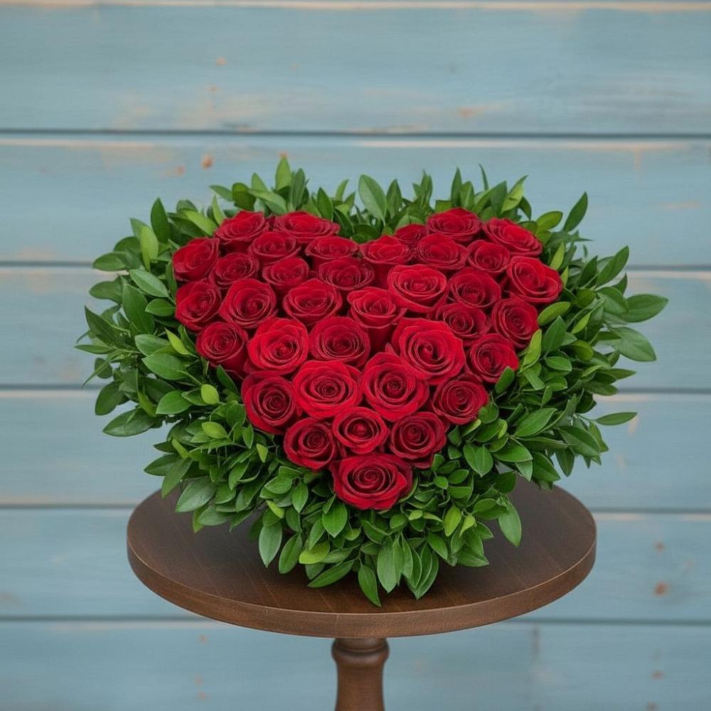 Цветочная композиция из Розы в виде сердца в Икше