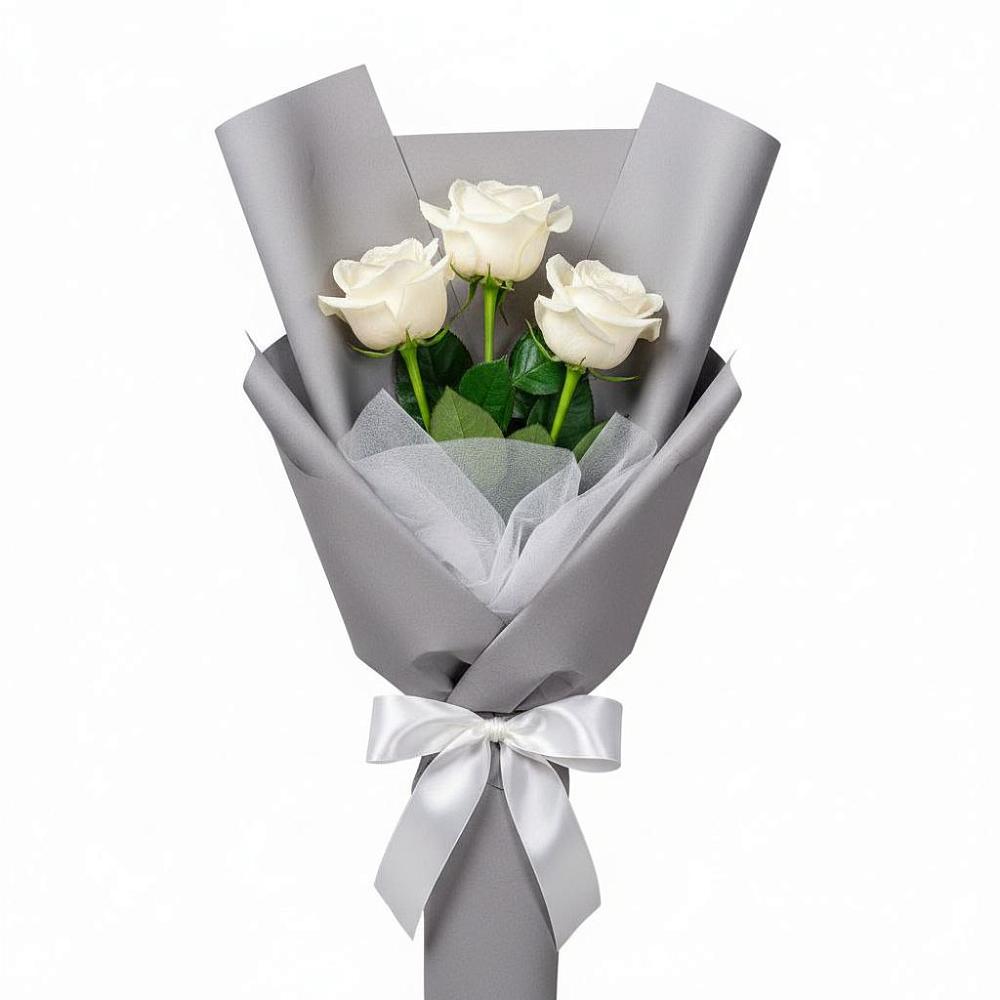 Букет 3 белые розы в Икше