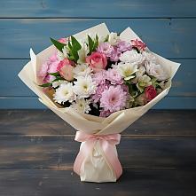 Букет цветов из:  Хризантемы, Альстромерии и Розы #REPLACE_PRED# Икше