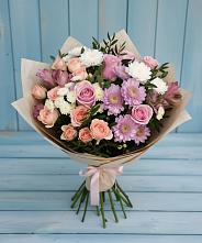 Букет цветов из:  Хризантемы, Розы и Альстромерии в Икше