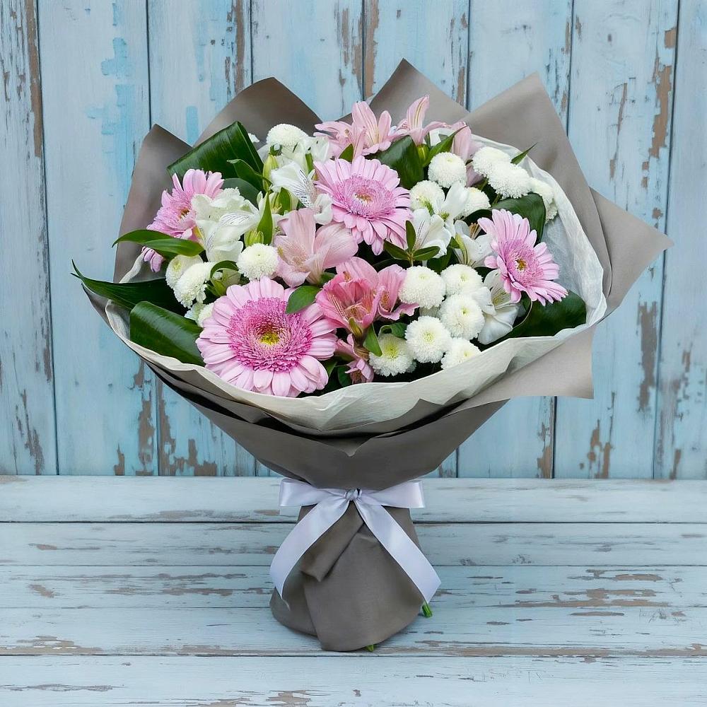 Букет цветов из: Герберы, Альстромерии и Хризантемы в Икше