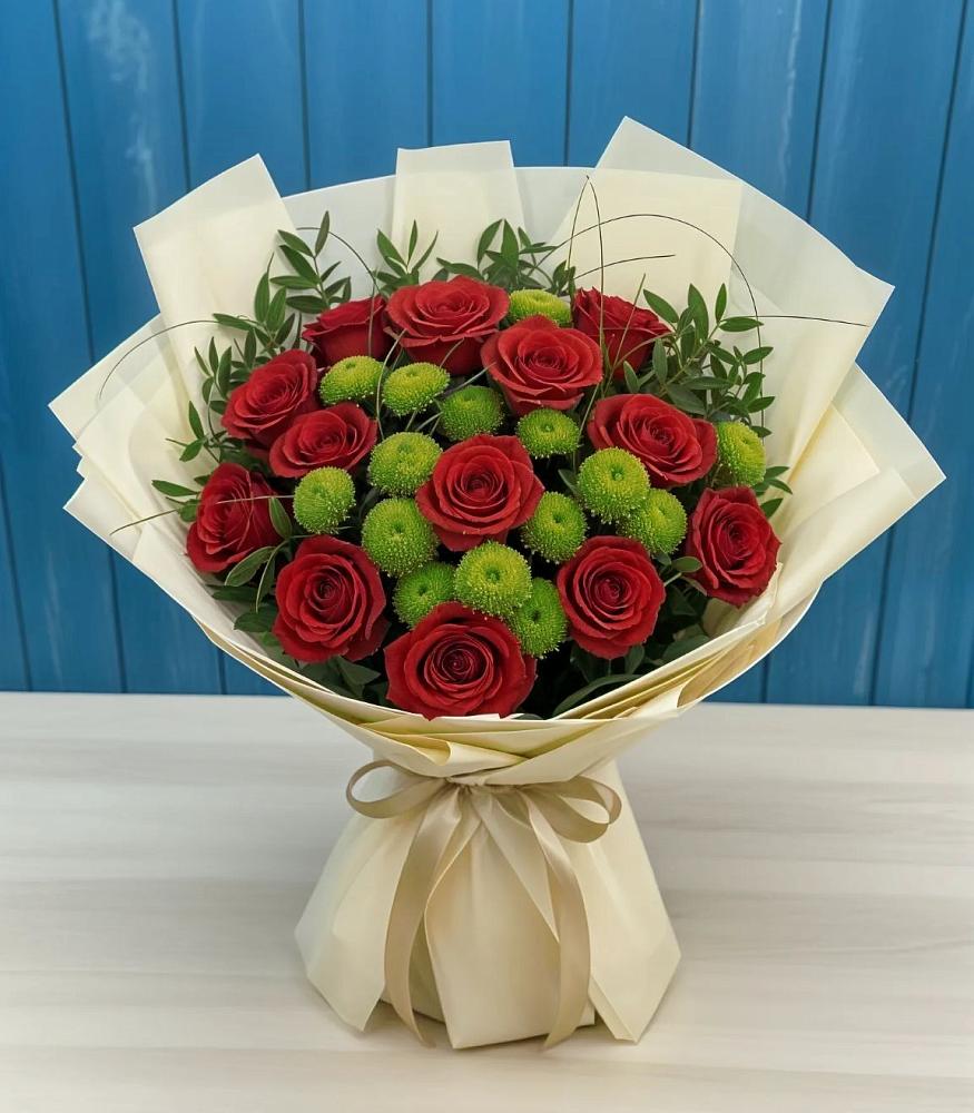 Букет цветов из: Розы и Хризантемы в Икше