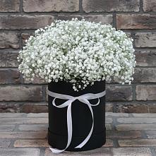 Цветочная композиция из Гипсофила в шляпной коробке в Икше