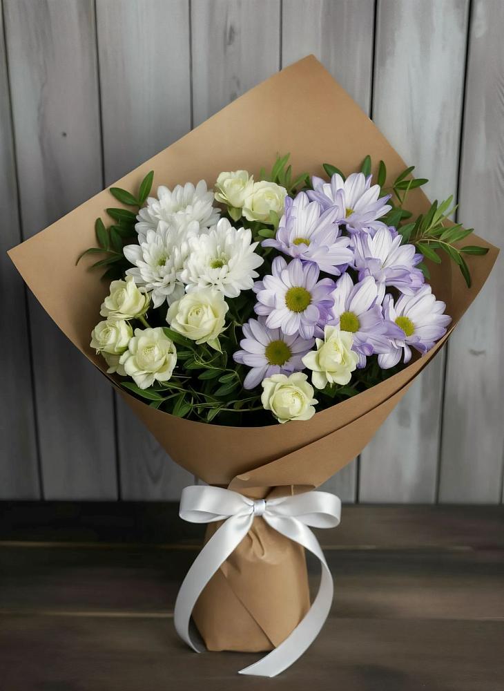 Букет цветов из: Хризантемы и Розы в Икше